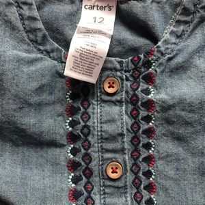 Baby girl embroidered denim romper